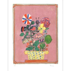 AIZPIRI Paul - Lithographie originale "Le bouquet de fleurs" 76x55cm