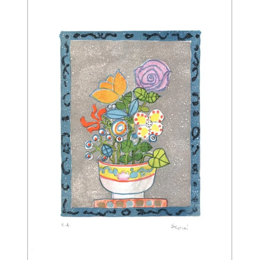 AIZPIRI Paul - Lithographie originale "Le bouquet de fleurs" 59x45cm