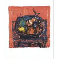 AIZPIRI Paul - Lithographie originale "La corbeille de fruits" 65x50cm