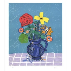 AIZPIRI Paul - Lithographie originale "Le bouquet de fleurs" 76x62cm