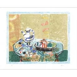 AIZPIRI Paul - Lithographie originale "Nature morte au pichet" 50x65cm
