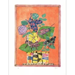 AIZPIRI Paul - Lithographie originale "Le bouquet de fleurs" 76x55cm