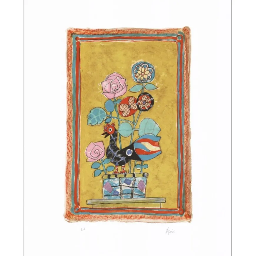 AIZPIRI Paul - Lithographie originale "Le bouquet de fleurs" 65x50cm