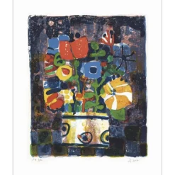 AIZPIRI Paul - Lithographie originale "Le bouquet de fleurs" 76x56cm