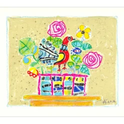 AIZPIRI Paul - Lithographie originale "L'oiseau rouge" 46x56cm - 1993