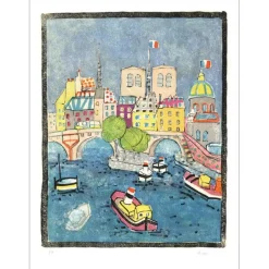 AIZPIRI Paul - Lithographie originale "Paris, la seine et Notre-Dame" 76x56cm