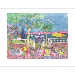 AIZPIRI Paul - Lithographie originale "Vue en bord de mer" 56x76cm
