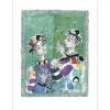 AIZPIRI Paul - Lithographie originale "Les arlequins à la pipe" 76x56cm