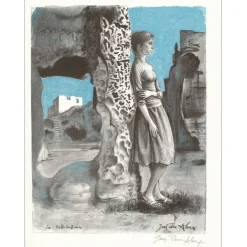 ALAUX Jean-Pierre - Lithographie originale "La Belle des Baux" 32x25cm