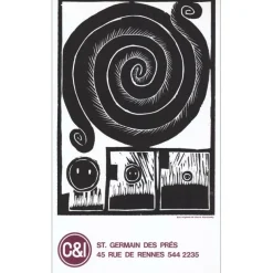 ALECHINSKY Pierre - Lithographie, Bois gravé "Exposition St Germain des prés, Paris" 66x39cm - 1970
