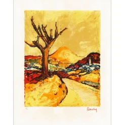 AMALVY Louis - Lithographie originale "Route provençale" - 65x49cm