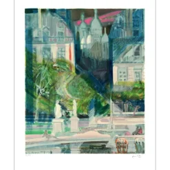 AMBILLE Paul - Lithographie originale "Le sacré cœur" 80x60cm