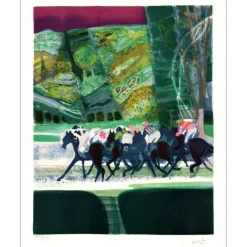 AMBILLE Paul - Lithographie originale "Casaques" 73x56cm