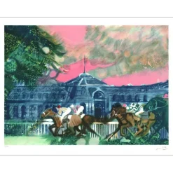 AMBILLE Paul - Lithographie originale "Les grandes écuries" 56x76cm