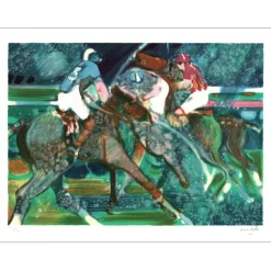 AMBILLE Paul - Lithographie originale "Casaque bleue" 45x62cm