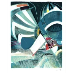 AMBILLE Paul - Lithographie originale "Spys bleus" 65x50cm