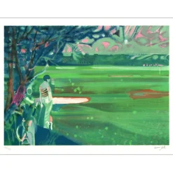 AMBILLE Paul - Lithographie originale "Golf, sortie de bunker" 45x60cm