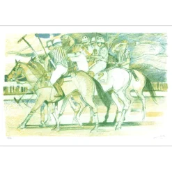 AMBILLE Paul - Lithographie originale "Les joueurs de Polo" 38x57 cm