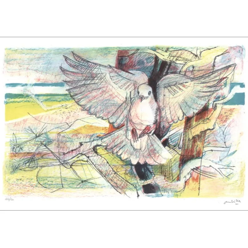 AMBILLE Paul - Lithographie originale "La colombe" 38x57 cm