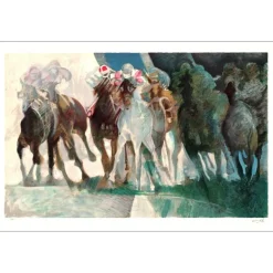 AMBILLE Paul - Lithographie originale "La grande course" 69x101 cm