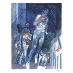 AMBILLE Paul - Lithographie originale "Le marathon de Paris" 75x56 cm