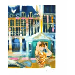 AMBILLE Paul - Lithographie originale "Place des Vosges" 44x62cm