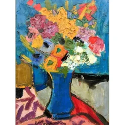 AMBROGIANI Pierre - Huile sur toile "Bouquet de fleurs" 65x46cm (15M)