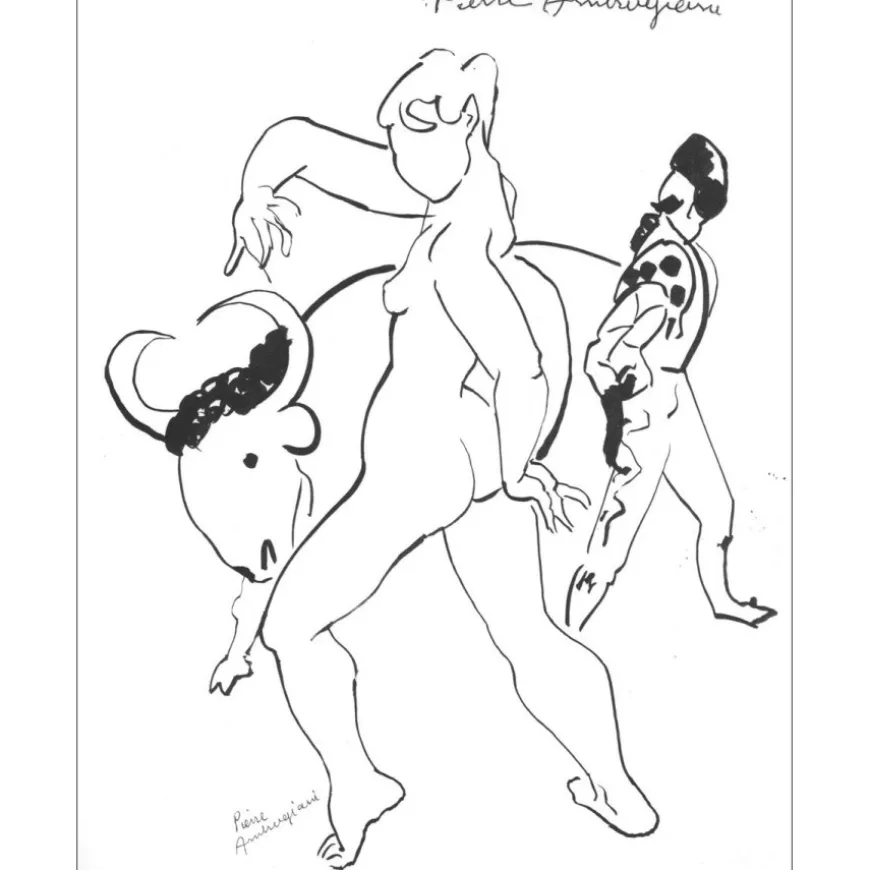 AMBROGIANI Pierre - Lithographie "Tauromachie" 27x21cm - 1963 - Signée à l'encre