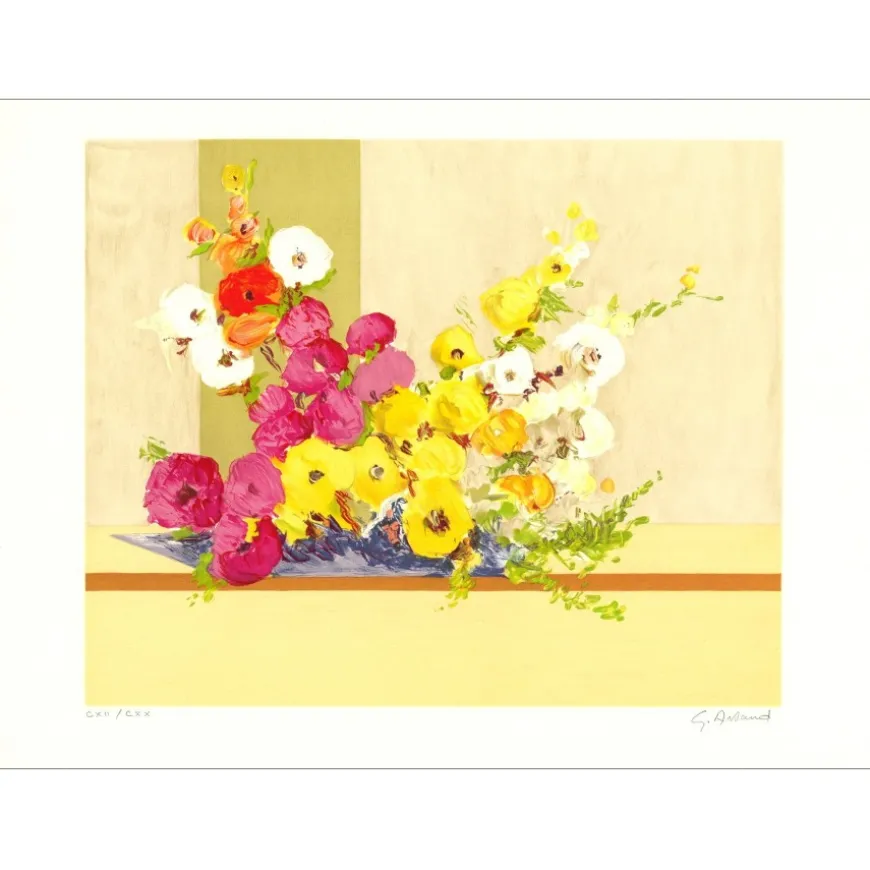 ARTAUD Gilbert - Lithographie originale "Bouquet de fleurs" 48x65cm