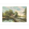 ARTAUD Gilbert - Lithographie originale "Hameau au bord de l'étang" 54x76cm