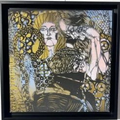 ARTISTE OUVRIER - Peinture sur toile "Beethoven d'après Klimt" 30x30cm - 2021