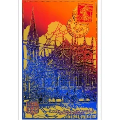ARTISTE OUVRIER - Sérigraphie "Eglise Saint-Pierre de Caen - Été" 76x50cm - 2020