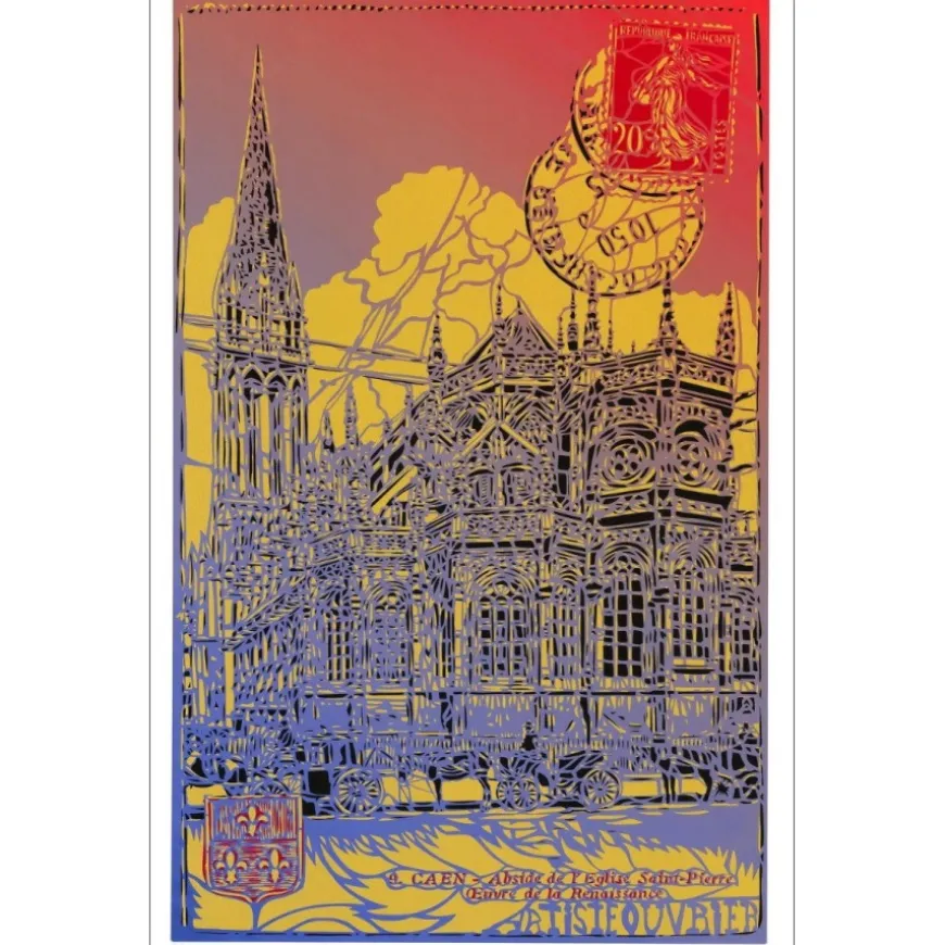 ARTISTE OUVRIER - Sérigraphie "Eglise Saint-Pierre de Caen - Automne 02" 76x50cm - 2020