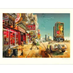 AUTHOUART Daniel - Lithographie originale "Détective" 63x86cm - 1988