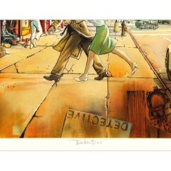 AUTHOUART Daniel - Lithographie originale "Détective" 63x86cm - 1988