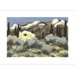 BABOULÈNE Eugène - Lithographie originale "La Provence, La montagne grise" 38x56cm - 1992
