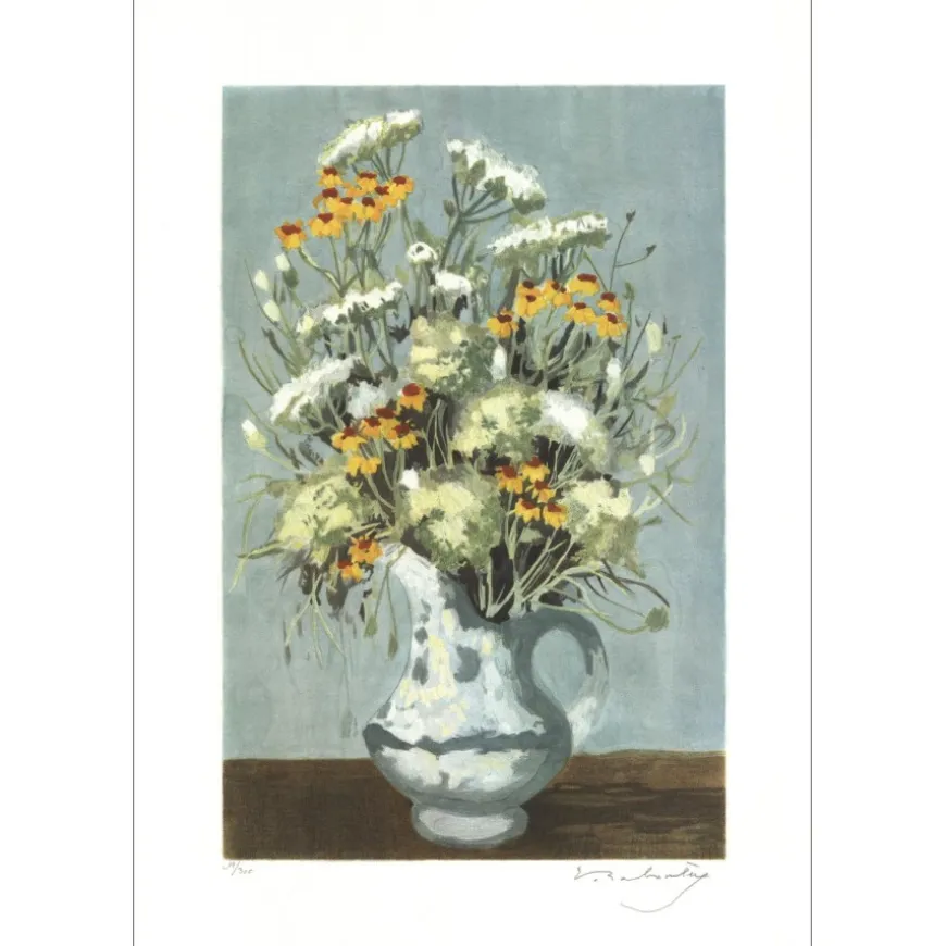 BABOULÈNE Eugène - Lithographie originale "La Provence, Fleurs Champêtres" 56x38cm - 1992