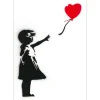 BANKSY - BANKSY (d'après) "Petite fille au ballon" Peinture au pochoir sur papier vélin - 42x30cm