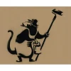 BANKSY - BANKSY (d'après) "Rat peintre" Peinture au pochoir sur papier kraft - 61x77cm