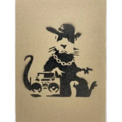 BANKSY - BANKSY (d'après) "Hip Hop Rat" Peinture au pochoir sur carton - 30x21 cm