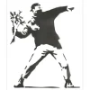 BANKSY - BANKSY (d'après) "Flower Thrower" Peinture au pochoir sur papier vélin - 50x40cm