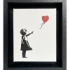BANKSY - BANKSY "Petite fille au ballon" Peinture au pochoir sur toile - 25x20cm