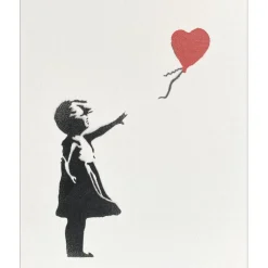 BANKSY - BANKSY "Petite fille au ballon" Peinture au pochoir sur toile - 25x20cm