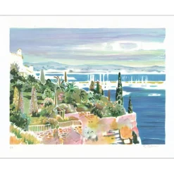 BLOUIN Georges - Lithographie originale "Vue sur la mer" 38x53cm