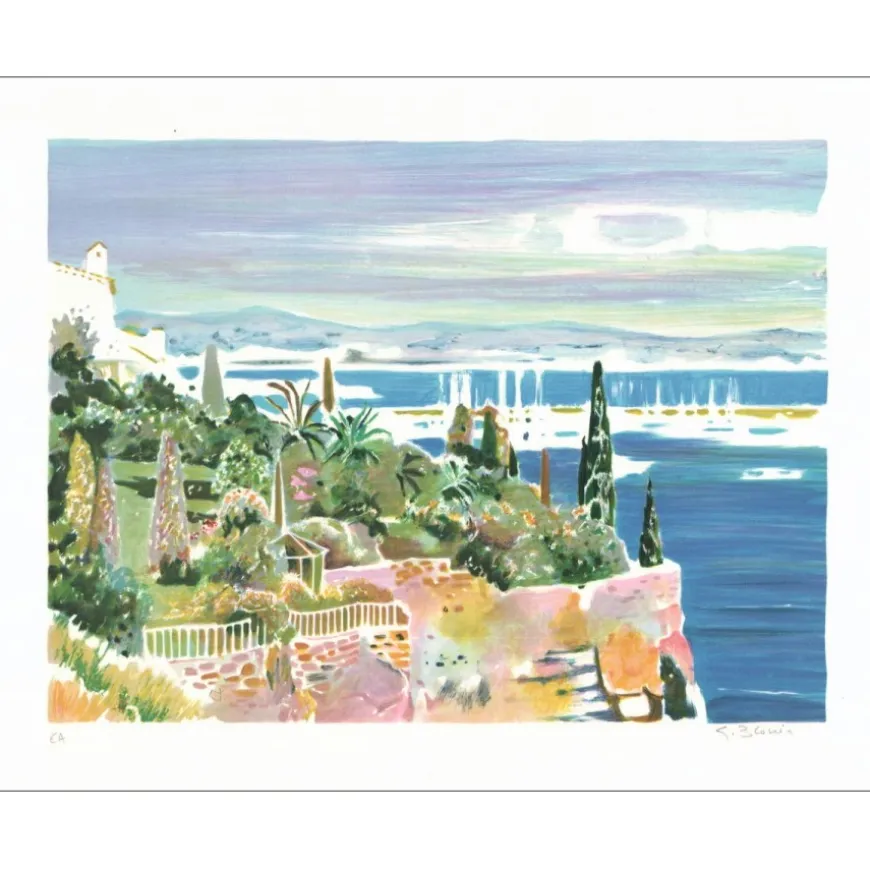 BLOUIN Georges - Lithographie originale "Vue sur la mer" 38x53cm