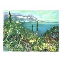 BLOUIN Georges - Lithographie originale "La baie Méditerranéenne" 38x53cm