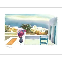 BLOUIN Georges - Lithographie originale "La terrasse" 37x55cm