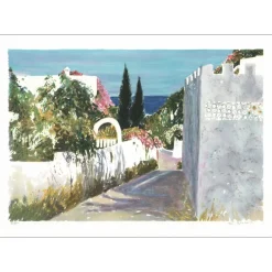 BLOUIN Georges - Lithographie originale "Grèce, chemin vers la mer" 44x62cm