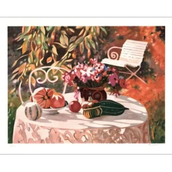BLOUIN Georges - Lithographie originale "Table d'automne" 56x75cm