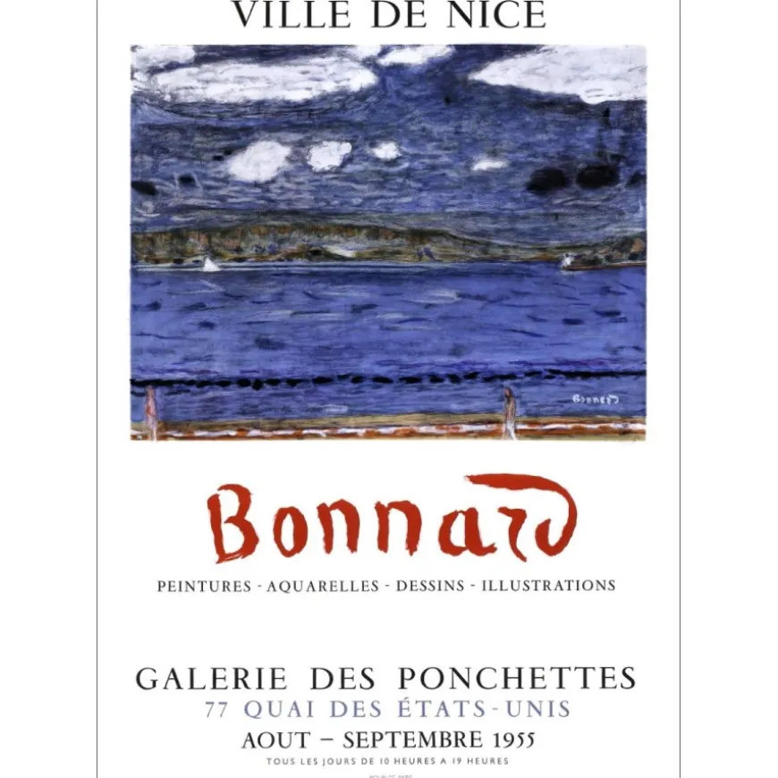 BONNARD Pierre - Lithographie "Exposition Galerie Ponchettes, Nice" 64x46cm - 1955